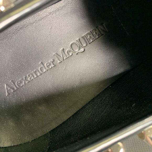 ALEXANDER MCQUEEN Size 10 Black Silver Studded Leather Slip On Loafers main image 6